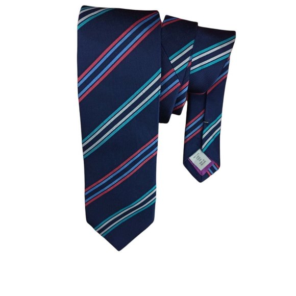 ETON Blue Striped Silk Tie ENGLAND 58